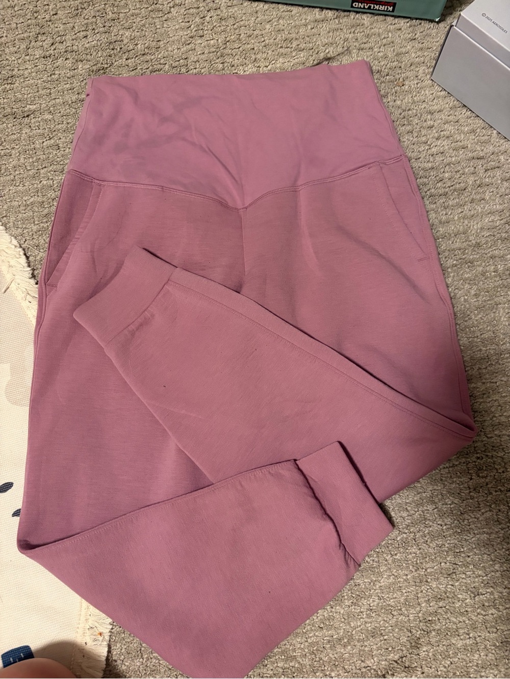 Maternity High-Waist Mauve Jogger Bottoms